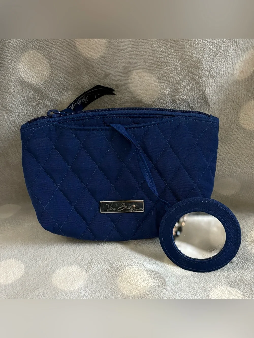 Vera Bradley Blue Lapis Cosmetic Bag with Attached Mirror - NEW